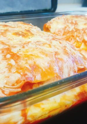 Una foto de Lasaña con relleno de musaka griega (vegetariano)