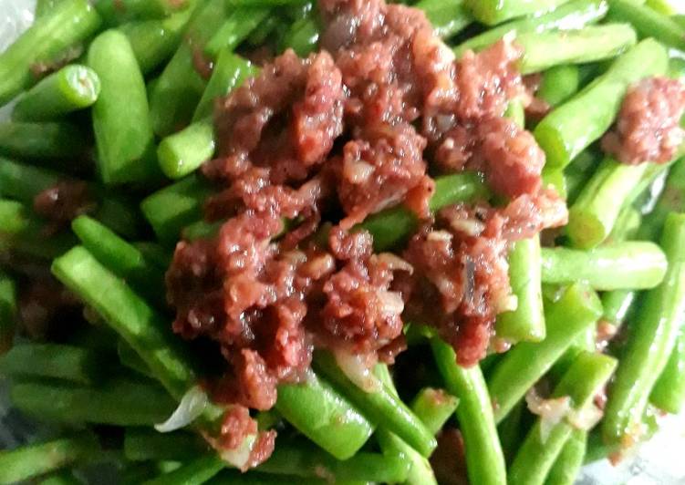 Cara mudah mengolah Tumis Buncis Kornet Sapi yang enak