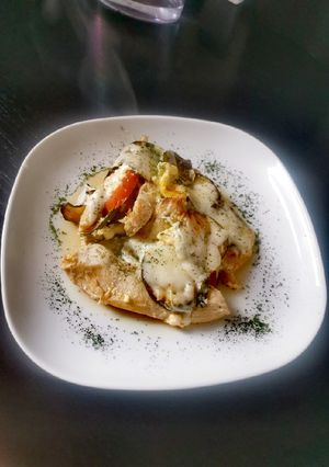 Diétás rakott cukkini csirkemellel recept fotója