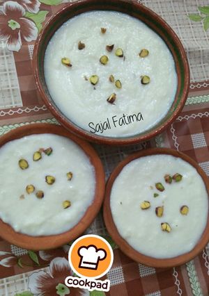 A picture of Badam Firni (Rice pudding) .