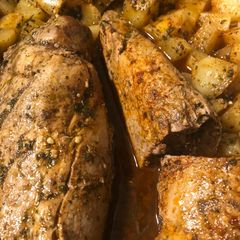 A picture of Delicious butter herb pork tenderloin.