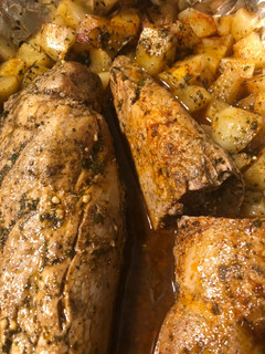 A picture of Delicious butter herb pork tenderloin.