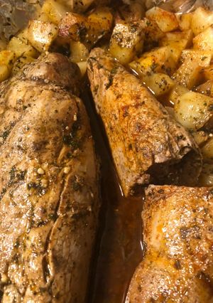A picture of Delicious butter herb pork tenderloin.