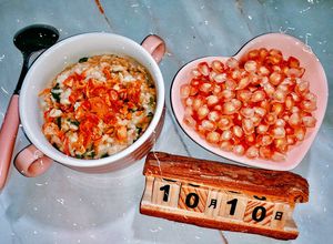 Hình của món Eat clean (Cháo yến mạch tôm).