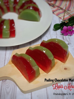 Foto resep Puding Chocolatos Matcha Latte Lapis Merah