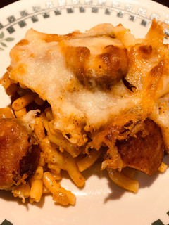 A picture of Smoked Sausage Taco Cheesy Mac & Cheese 🧀.