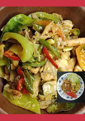 Foto resep Oseng Cabai Hijau Tetelan Salmon (menu sehat)