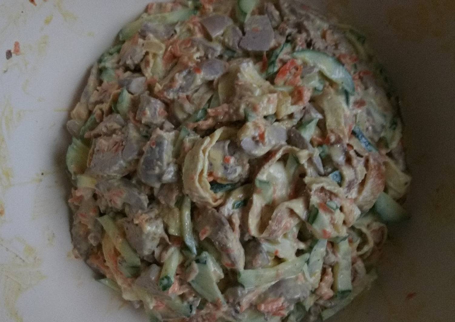 Рецепт Салата Блинный С Колбасой Фото