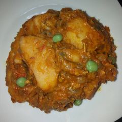 Yam porriage with green peas A picture of Yam porriage with green peas.