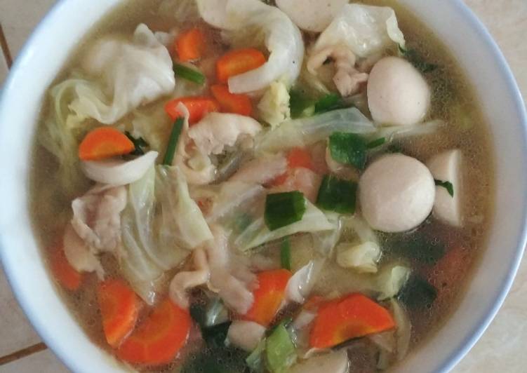 Cara Gampang meracik Sop baso ikan Lezat