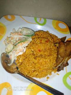A picture of Smokey party jollof rice.