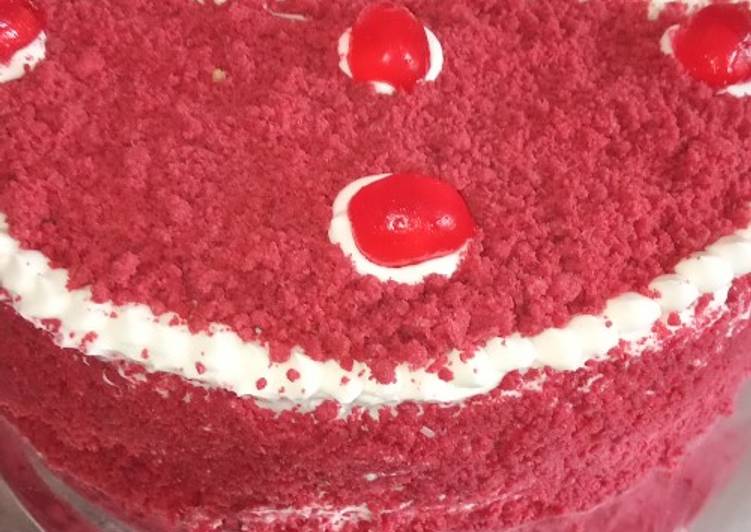 Cara Gampang Menyiapkan Tart red velvet crumbel….butter cream mint.., Sempurna