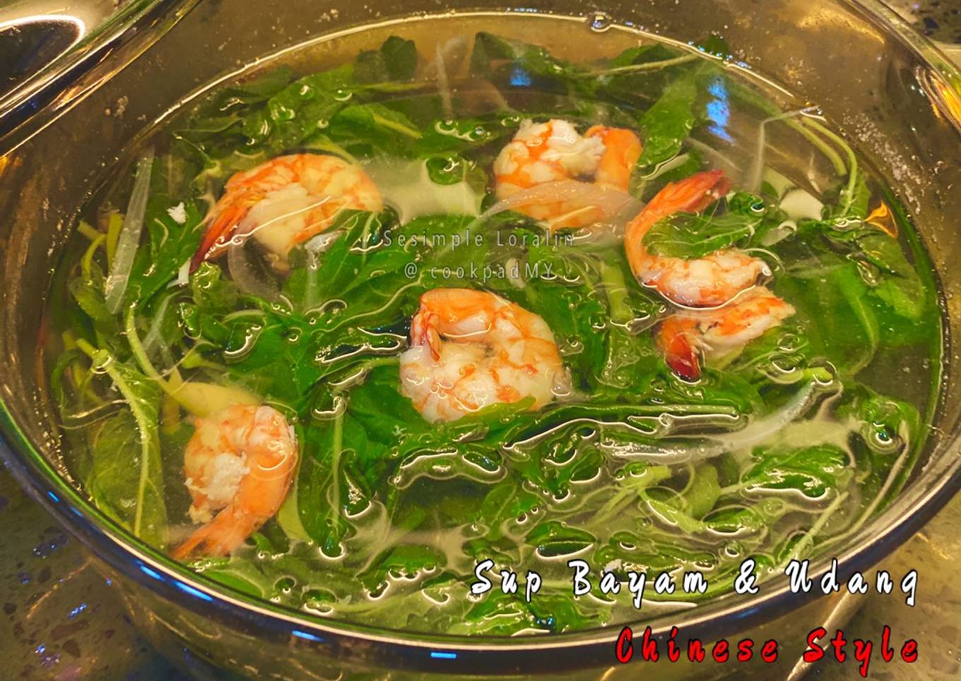 Sup Bayam Udang Mudah (gaya Cina, memiliki sup yang jernih dan sehat)