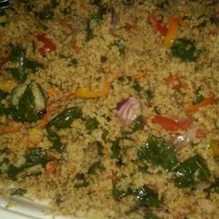 A picture of Dambun zogale using cous cous.