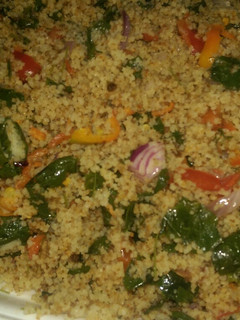 A picture of Dambun zogale using cous cous.