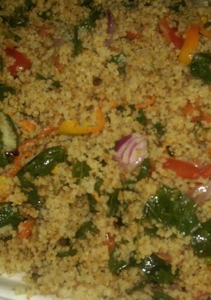 A picture of Dambun zogale using cous cous.