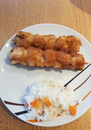 Csirkemell saslik, almával rántva recept fotója