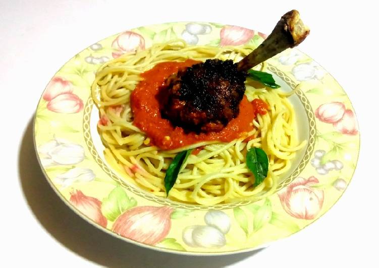 Easiest Way to Prepare Any-night-of-the-week Frenched Drumstick with Spaghetti Hot sauce