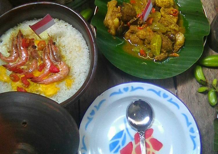 Brengkesan ampela ati dg nasi liwetan udang