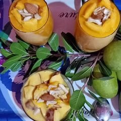 A picture of Mango custard pudding.