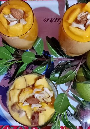 A picture of Mango custard pudding.