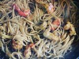 Langostinos con tallarines