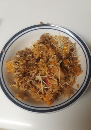 A picture of One pot sausage rice cassorole.