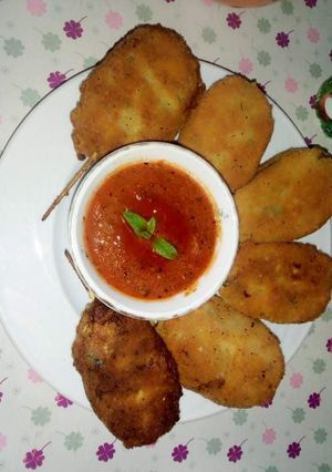 صورة لوصفة بطاطا بالجبن محشية على شكل مثلجات 😂🍡