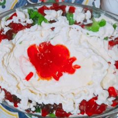 A picture of Creamy custard trifle.