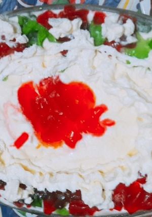 A picture of Creamy custard trifle.