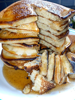 A picture of Pancake with cloves sugar syrup.