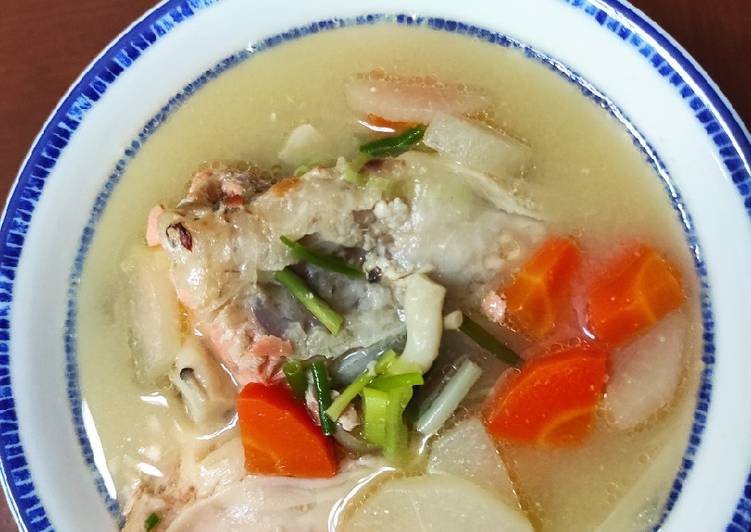 Resep Miso Sup kepala salmon yang Enak