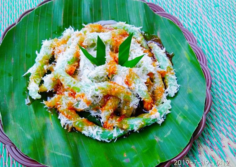 resep cara membuat Cenil pandan saus gula merah