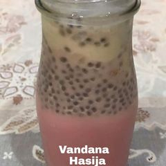 A picture of Rose milk with Sabjas.
