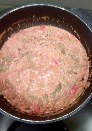 A picture of Pink cream pasta.