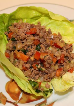 A picture of Moo Shu Beef Lettuce Wraps.