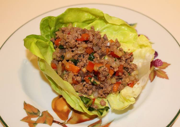 Recipe of Super Quick Homemade Moo Shu Beef Lettuce Wraps