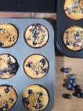 Muffins de Blueberry con miel de Blueberryy crumble