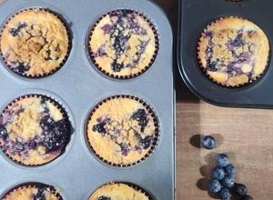 Una foto de Muffins de Blueberry con miel de Blueberryy crumble