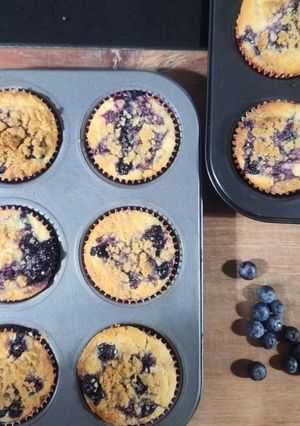 Una foto de Muffins de Blueberry con miel de Blueberryy crumble