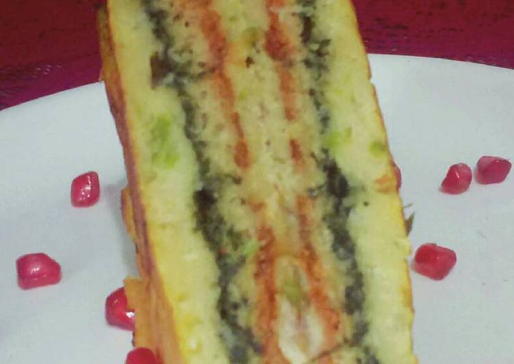 Steps to Cook Appetizing Spinch layer moong daal sandwhich