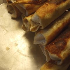 A picture of Beef Stroganoff style Fried Burritos.