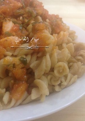 صورة لوصفة مكرونه بالدجاج والشبت
