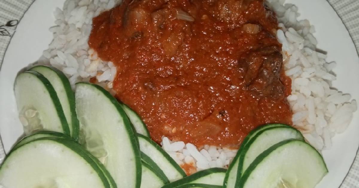 White Rice and Stew Recipe by Fady SBT Cookpad