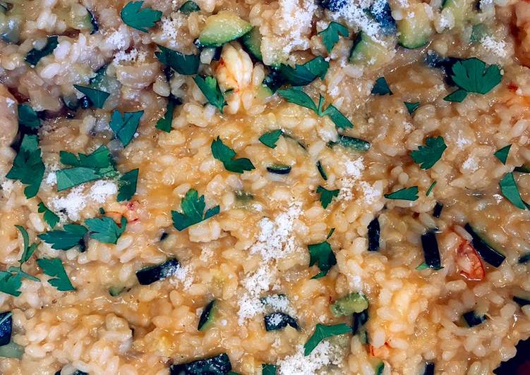 Risotto de calabacín y langostinos