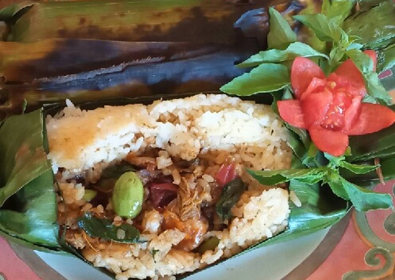 Nasi Bakar isi Udang Balado