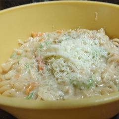 A picture of White sauce pasta.
