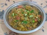 Smoky Brinjal with Spinach (Green Olo Style)