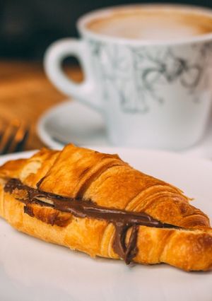 Una foto de Croissant con Nutella
