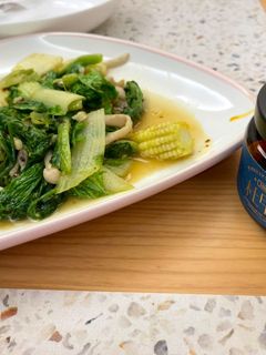 香麻醬炒玉米筍雙葉菜 的食譜成品照片